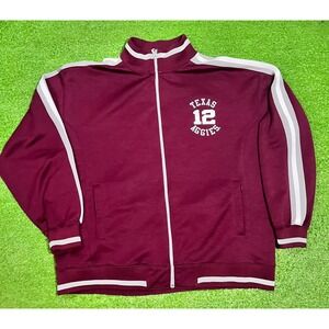 Vintage Y2K Texas A&M Jacket LG Aggies Embroidered Track Jacket 12 Man Maroon